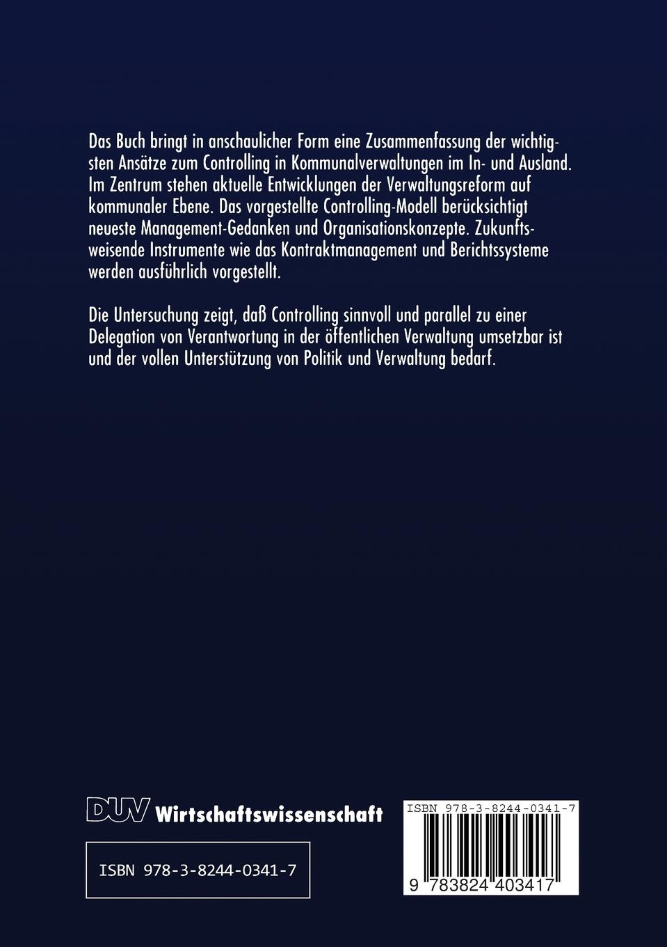 Rückseitencover Controlling in der Kommunalverwaltung