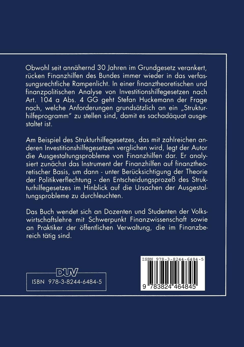 Rückseitencover Finanzhilfen im kooperativen Föderalismus