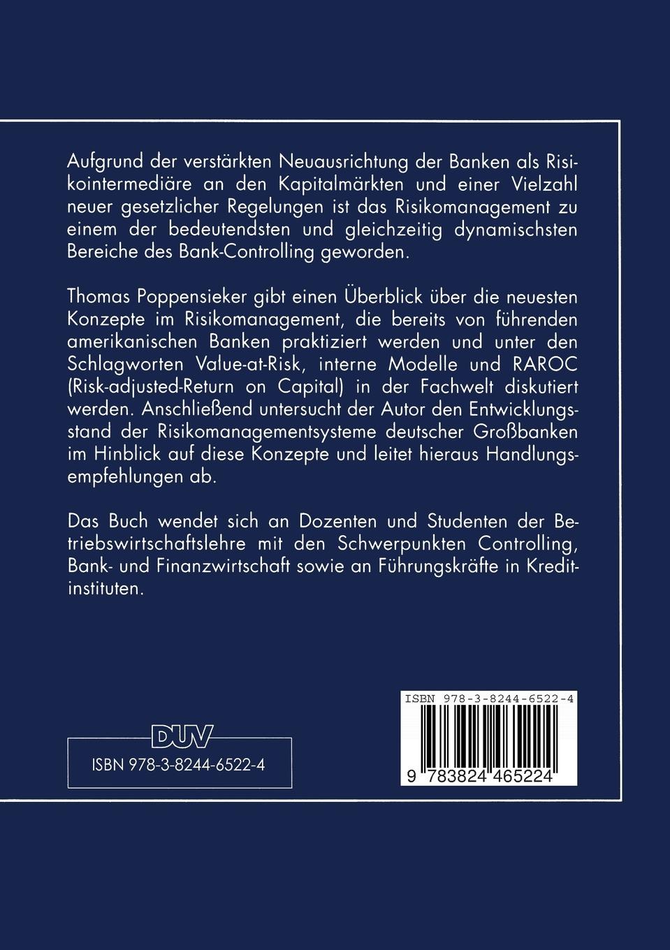 Rückseitencover Strategisches Risikomanagement in deutschen Großbanken