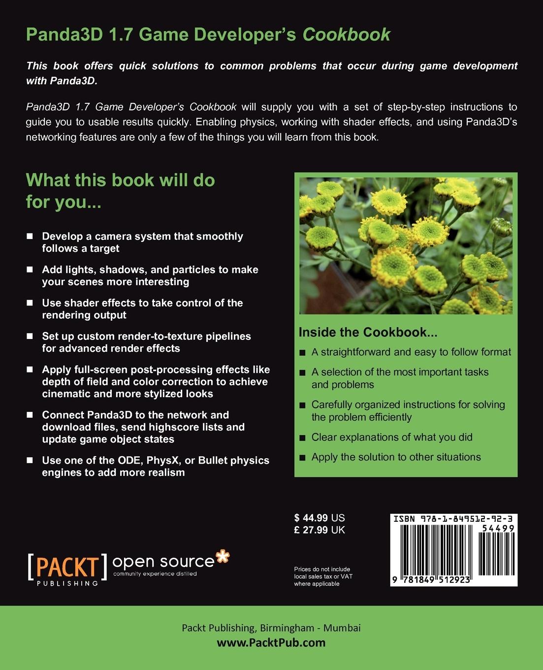 Rückseitencover Panda3d 1.7 Game Developer's Cookbook