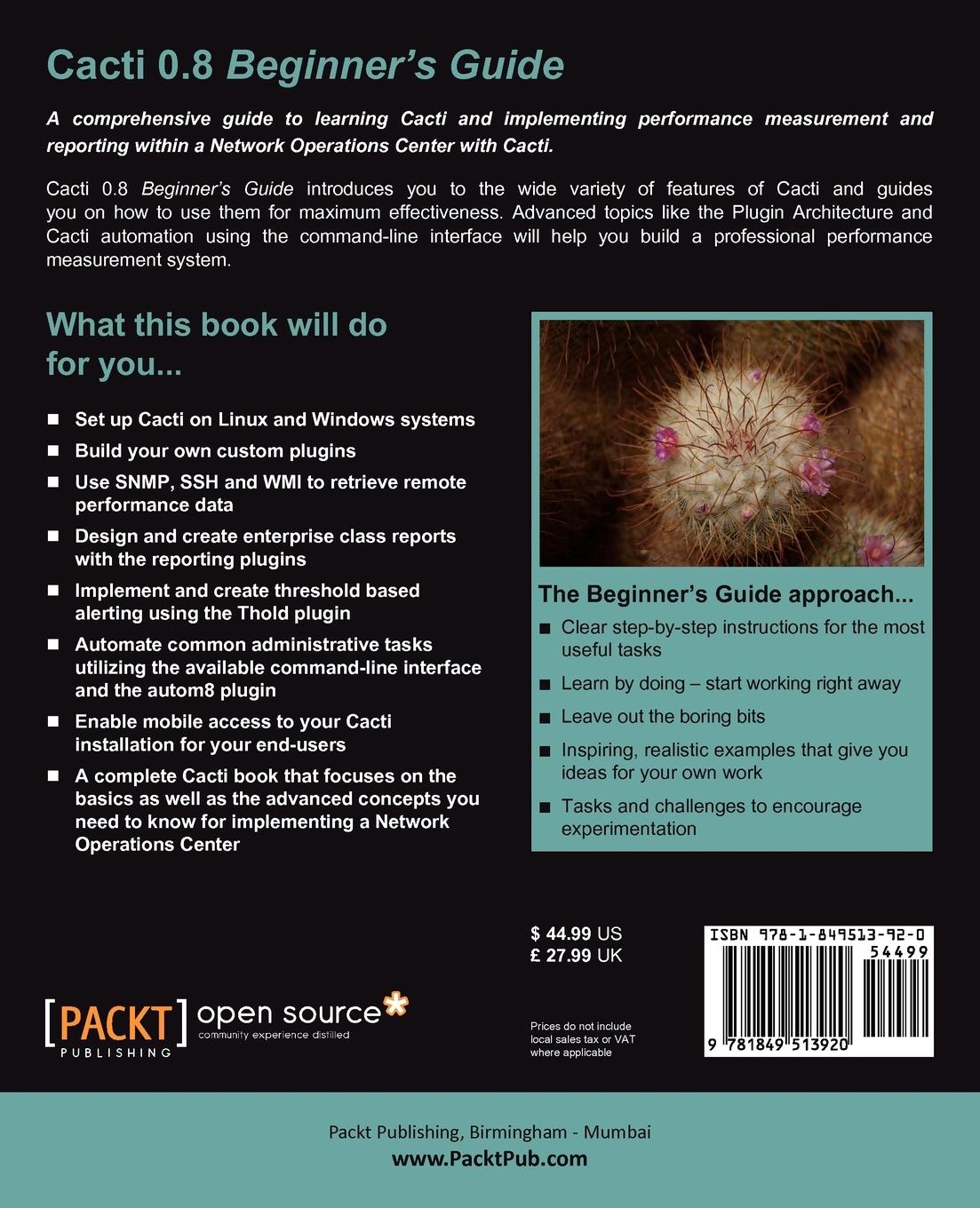 Rückseitencover Cacti 0.8 Beginner's Guide