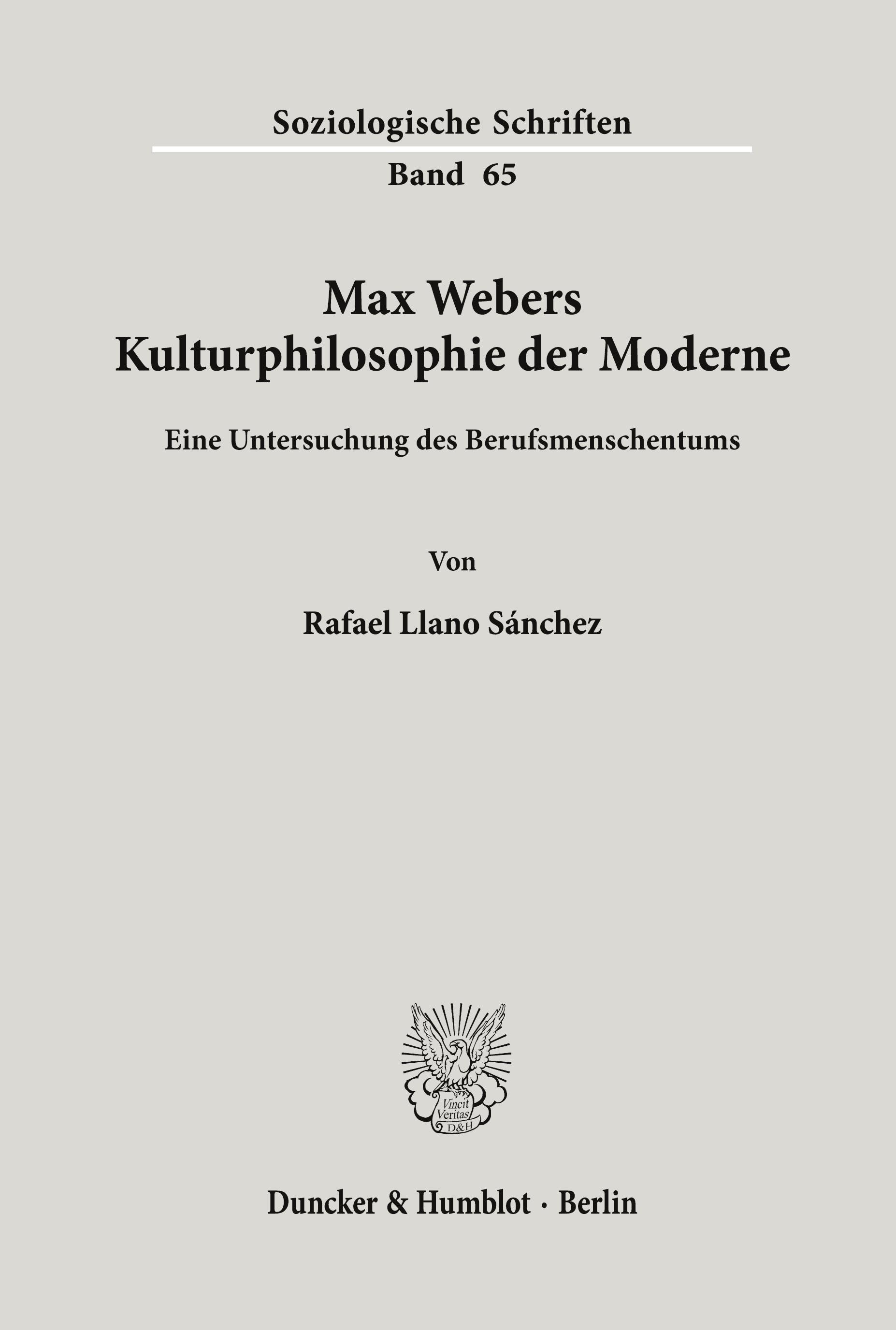 Vorderes Coverbild Max Webers Kulturphilosophie der Moderne.