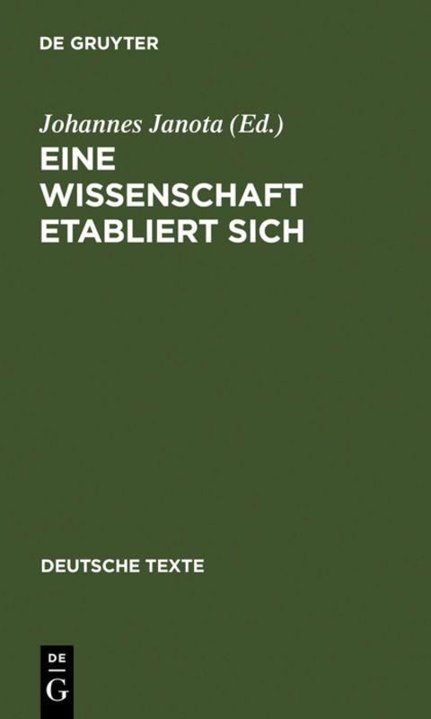 Vorderes Coverbild Eine Wissenschaft etabliert sich