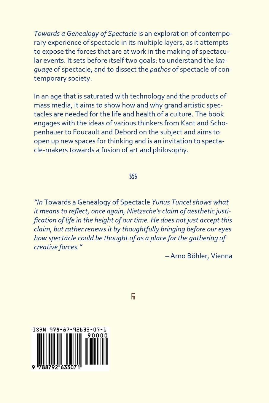 Rückseitencover Towards a Genealogy of Spectacle
