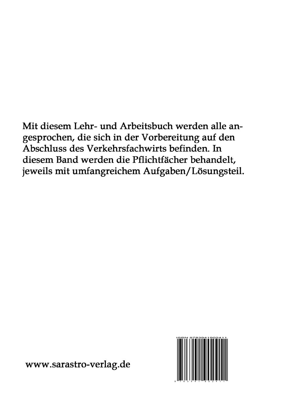 Rückseitencover Verkehrsfachwirt - Das prüfungsrelevante Wissen