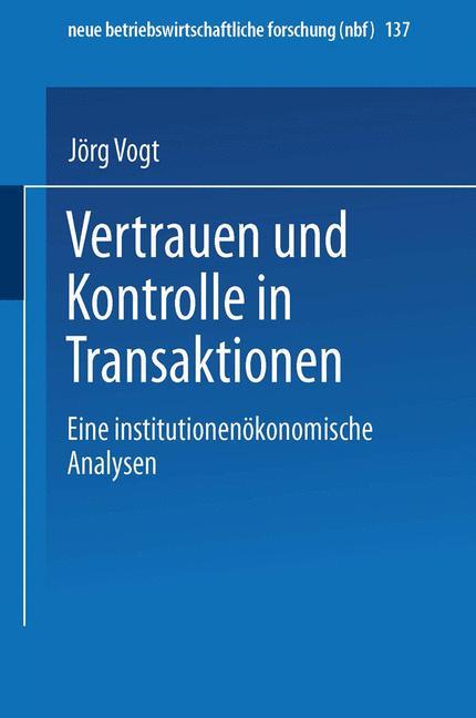 Vorderes Coverbild Vertrauen und Kontrolle in Transaktionen