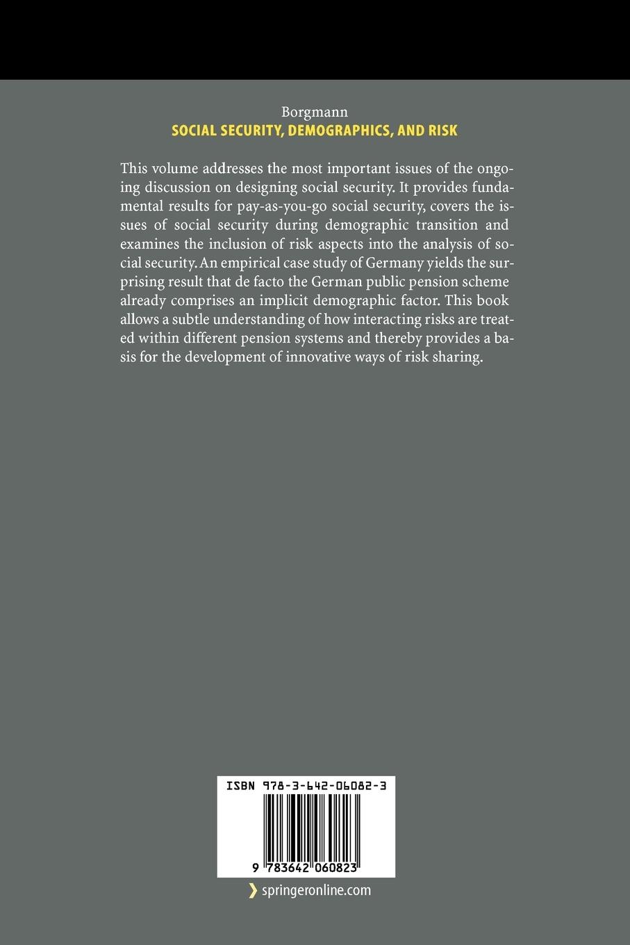 Rückseitencover Social Security, Demographics, and Risk