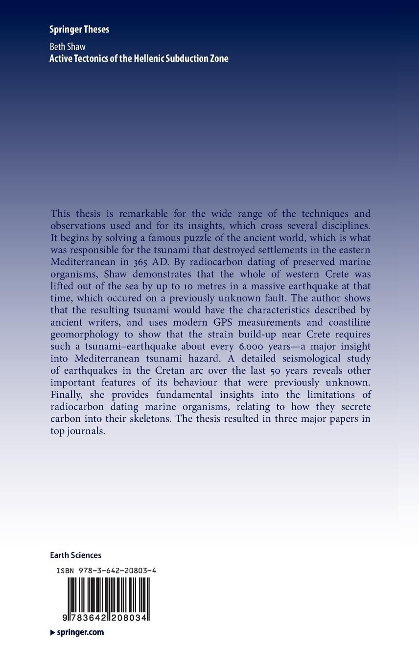 Rückseitencover Active tectonics of the Hellenic subduction zone