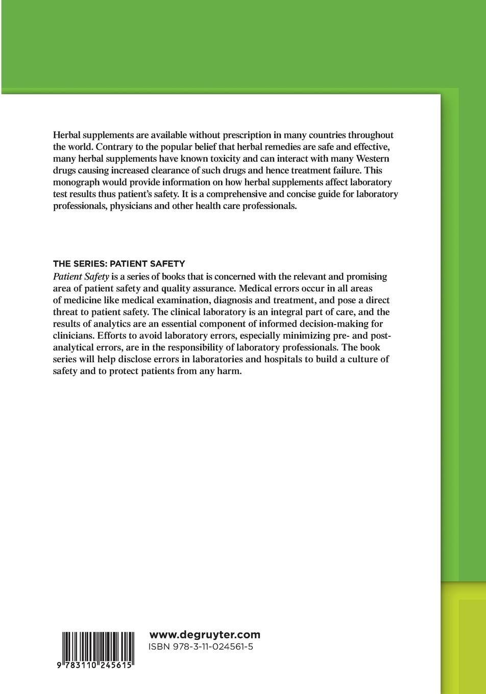 Rückseitencover Effects of Herbal Supplements on Clinical Laboratory Test Results