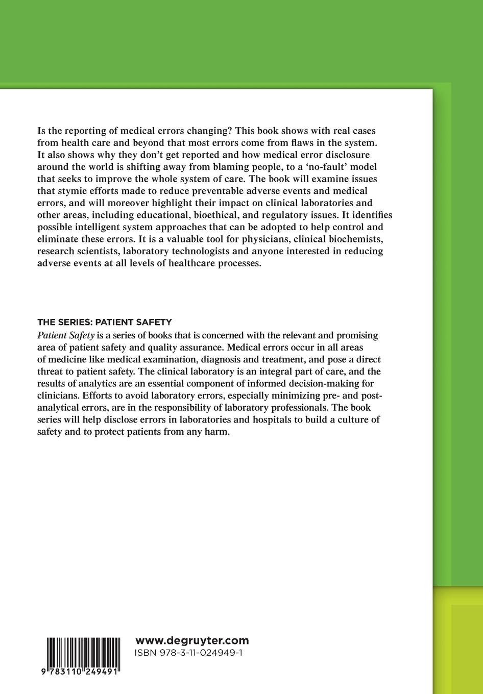 Rückseitencover Medical Errors and Patient Safety