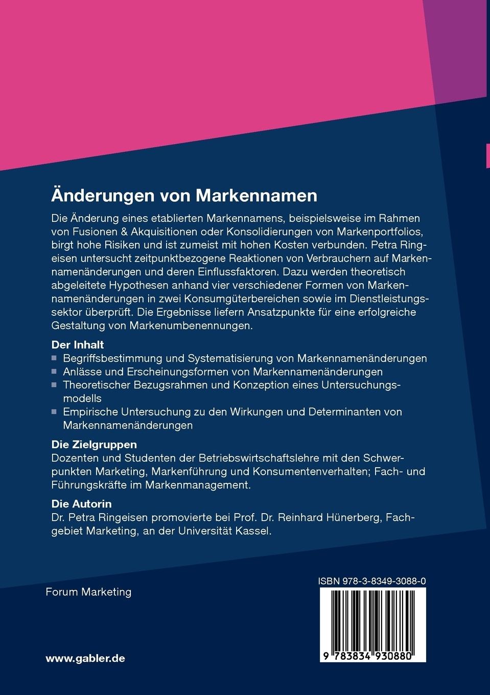 Rückseitencover Änderungen von Markennamen