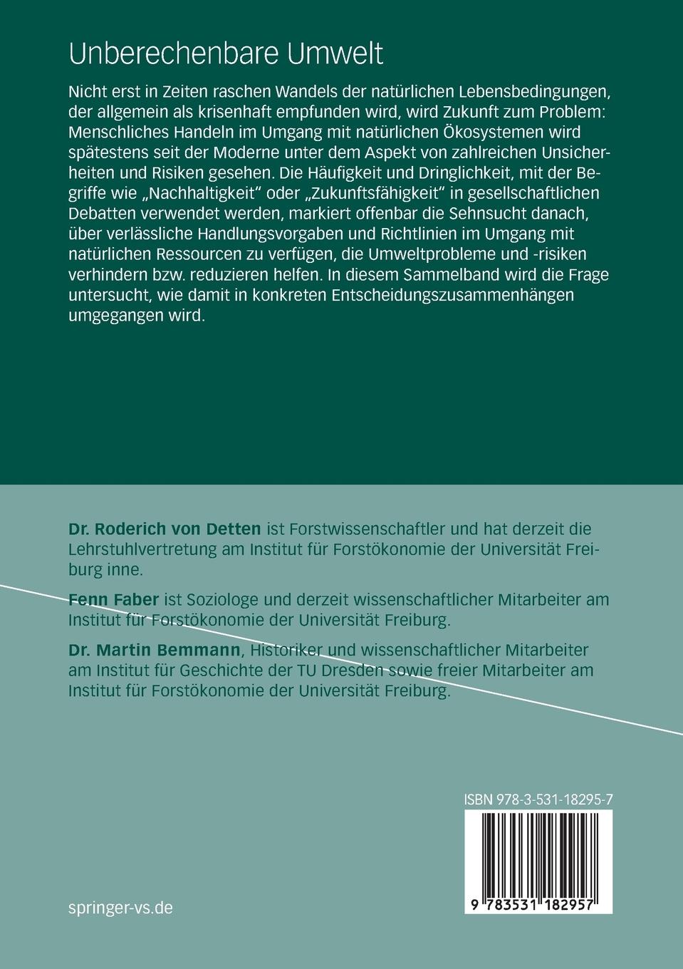 Rückseitencover Unberechenbare Umwelt