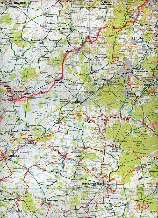 Beispielinhalt (Bild) ADFC-Radtourenkarte 06 Zwischen Elbe und Weser 1 : 150 000