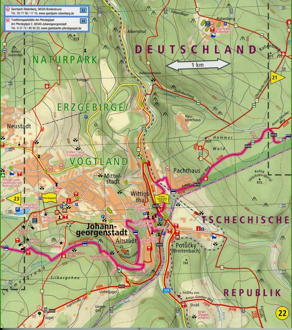 Beispielinhalt (Bild) Kammweg Erzgebirge - Vogtland 1 : 25 000 Wanderkarte