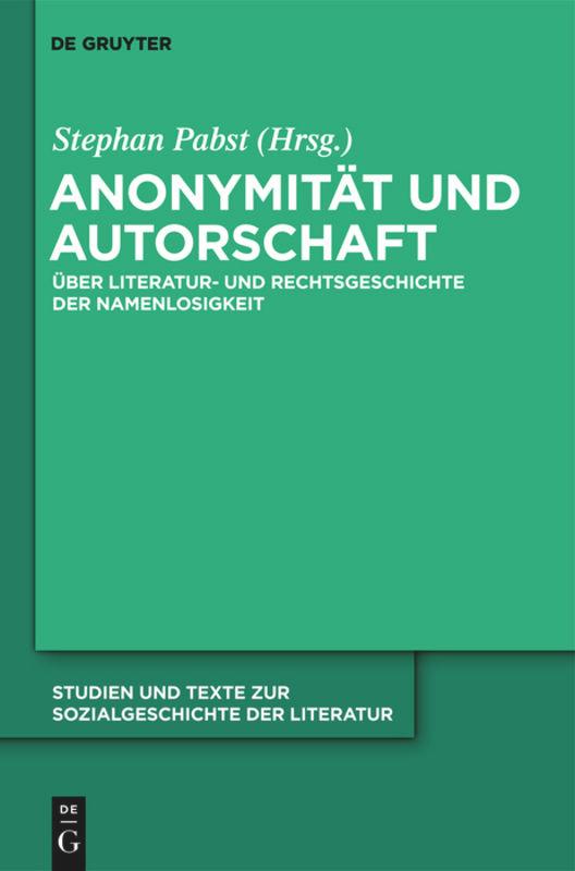 Vorderes Coverbild Anonymität und Autorschaft