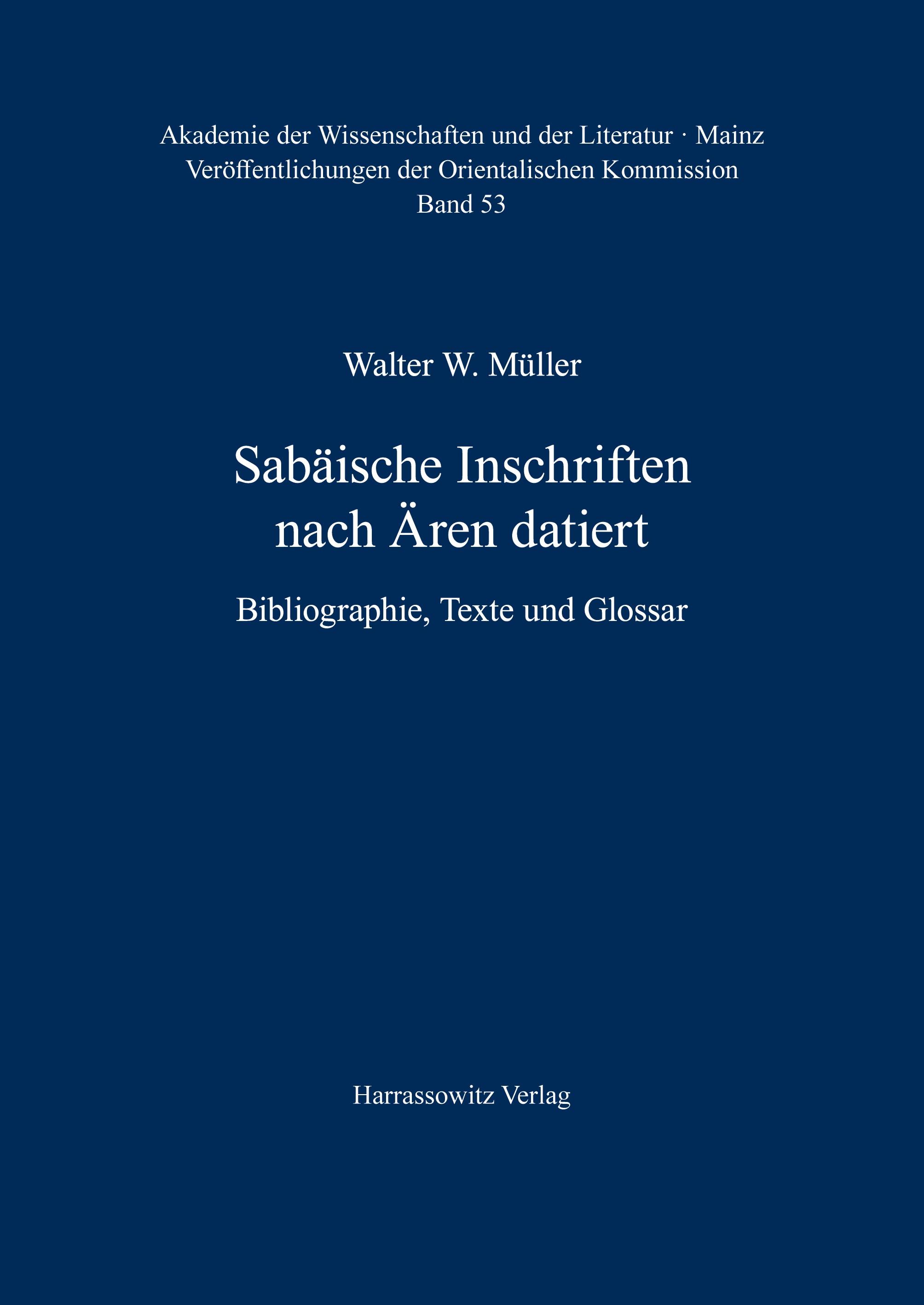 Vorderes Coverbild Sabäische Inschriften nach Ären datiert