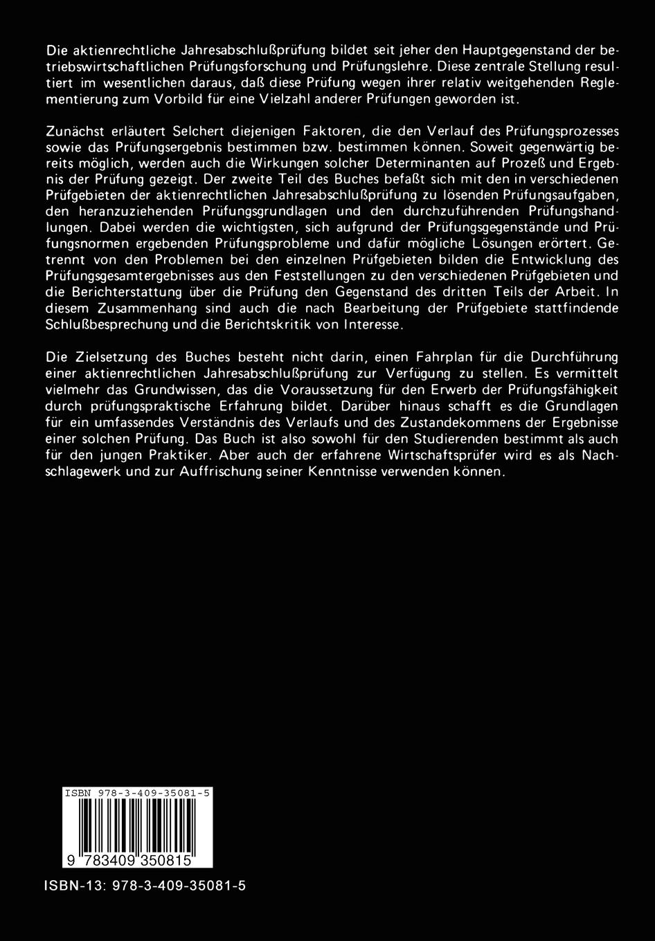 Rückseitencover Aktienrechtliche Jahresabschlußprüfung