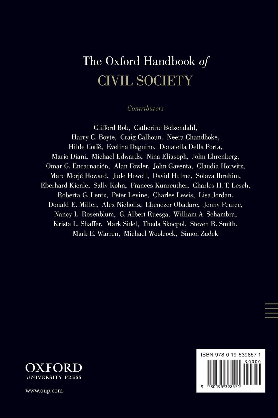 Rückseitencover The Oxford Handbook of Civil Society