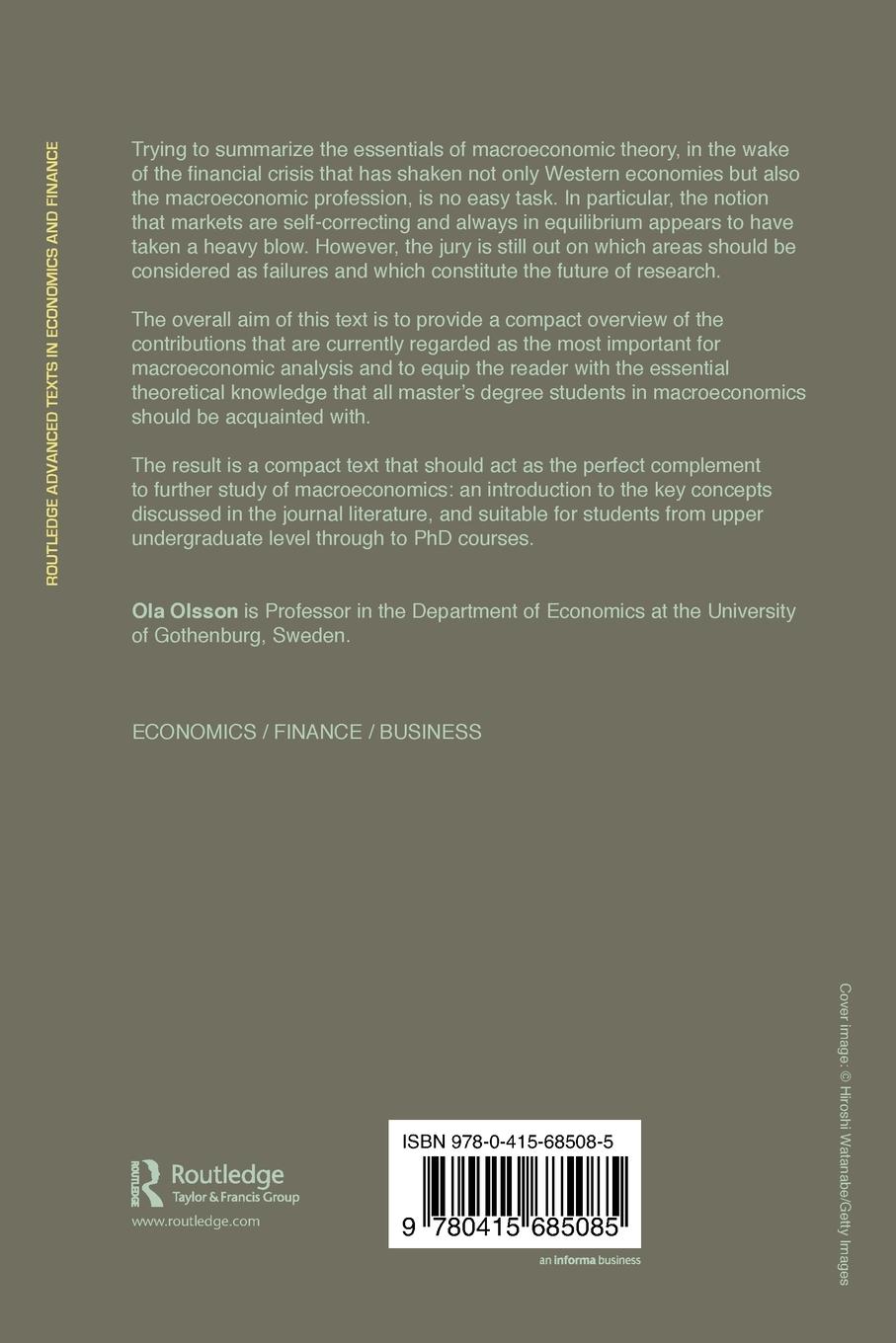 Rückseitencover Essentials of Advanced Macroeconomic Theory