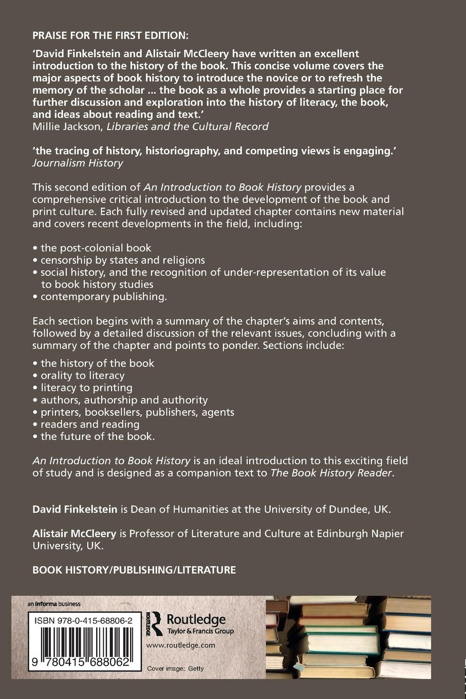 Rückseitencover Introduction to Book History