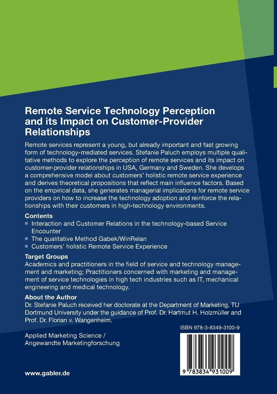 Rückseitencover Remote Service Technology Perception and its Impact on Customer-Provider Relationships