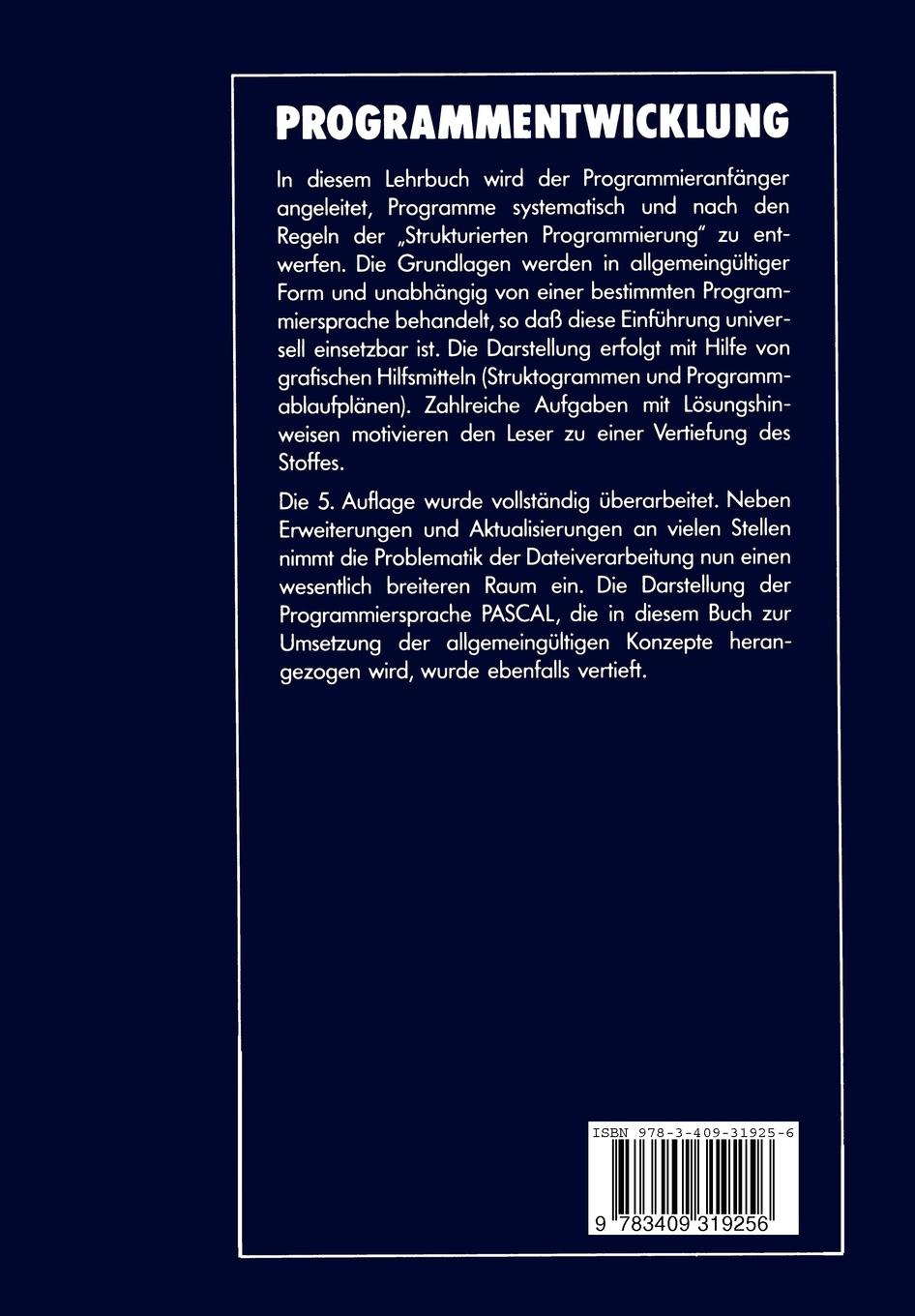 Rückseitencover Programmentwicklung