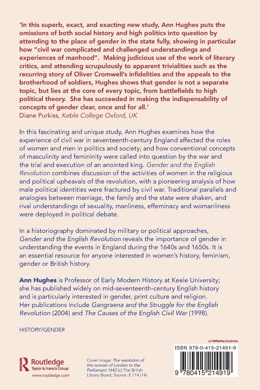 Rückseitencover Gender and the English Revolution