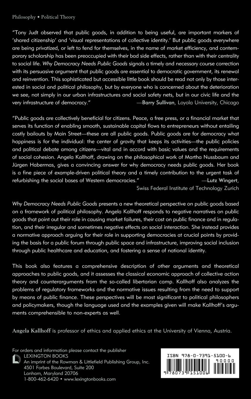 Rückseitencover Why Democracy Needs Public Goods