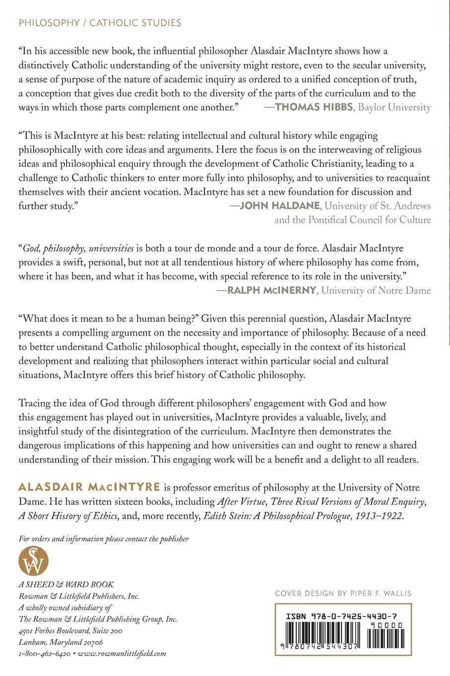 Rückseitencover God, Philosophy, Universities