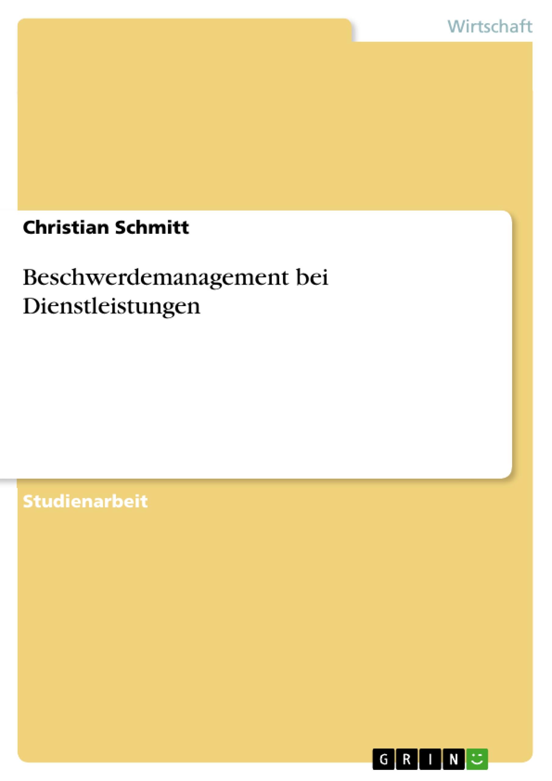Vorderes Coverbild Beschwerdemanagement bei Dienstleistungen