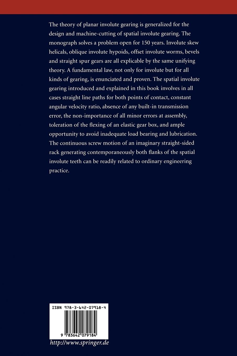 Rückseitencover General Spatial Involute Gearing