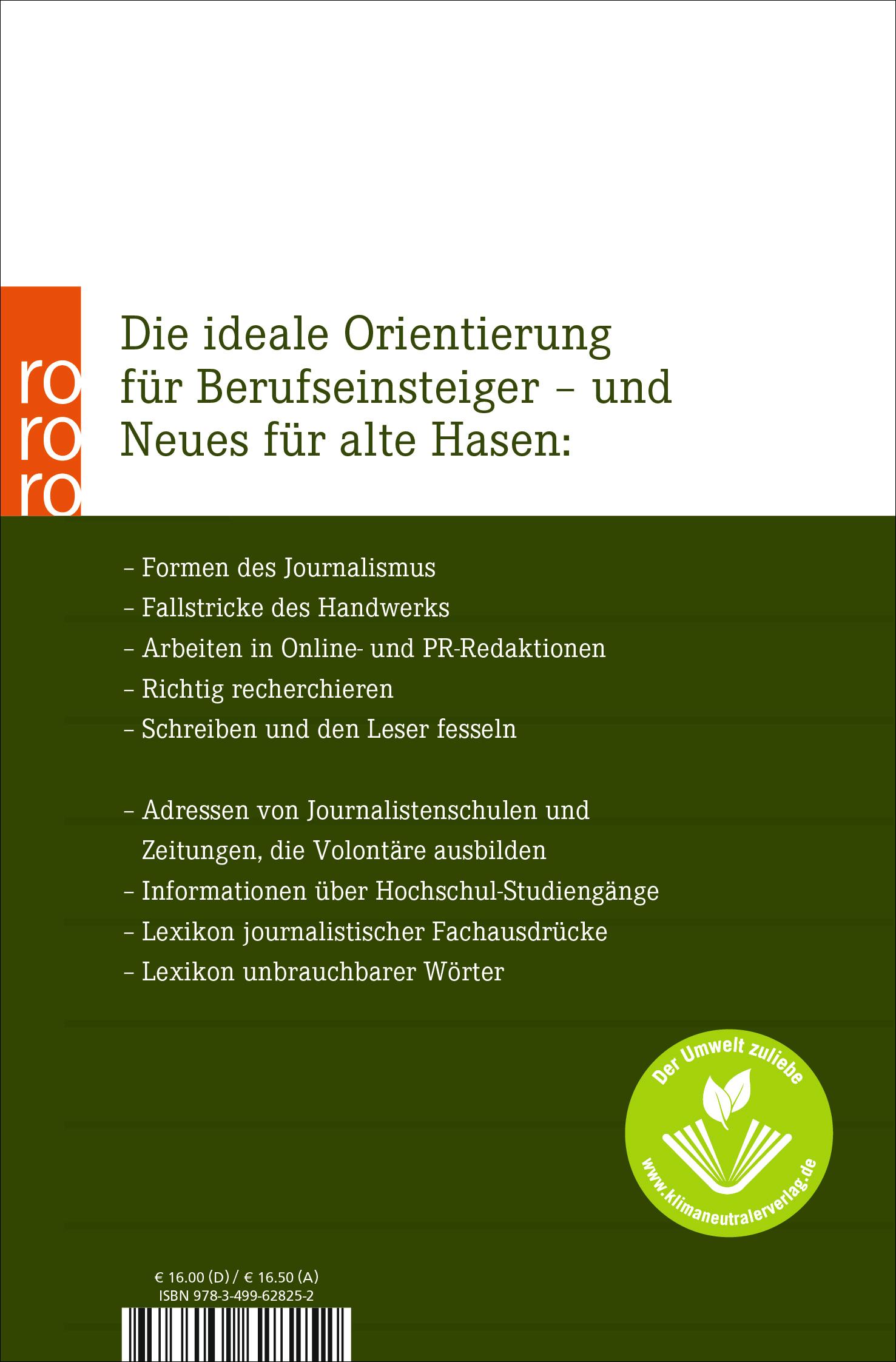 Rückseitencover Das neue Handbuch des Journalismus und des Online-Journalismus