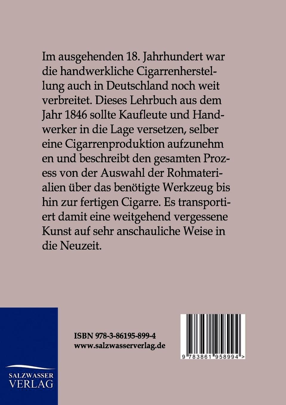 Rückseitencover Anleitung zur Fabrikation von Cigarren