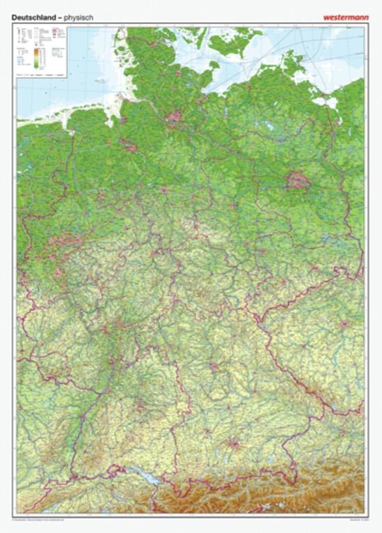 Vorderes Coverbild Posterkarten Geographie: Riesenposter Deutschland, physisch. 1 : 750.000