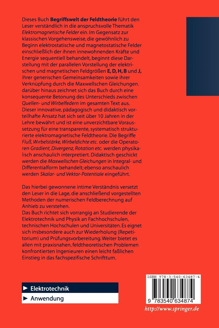 Rückseitencover Begriffswelt der Feldtheorie