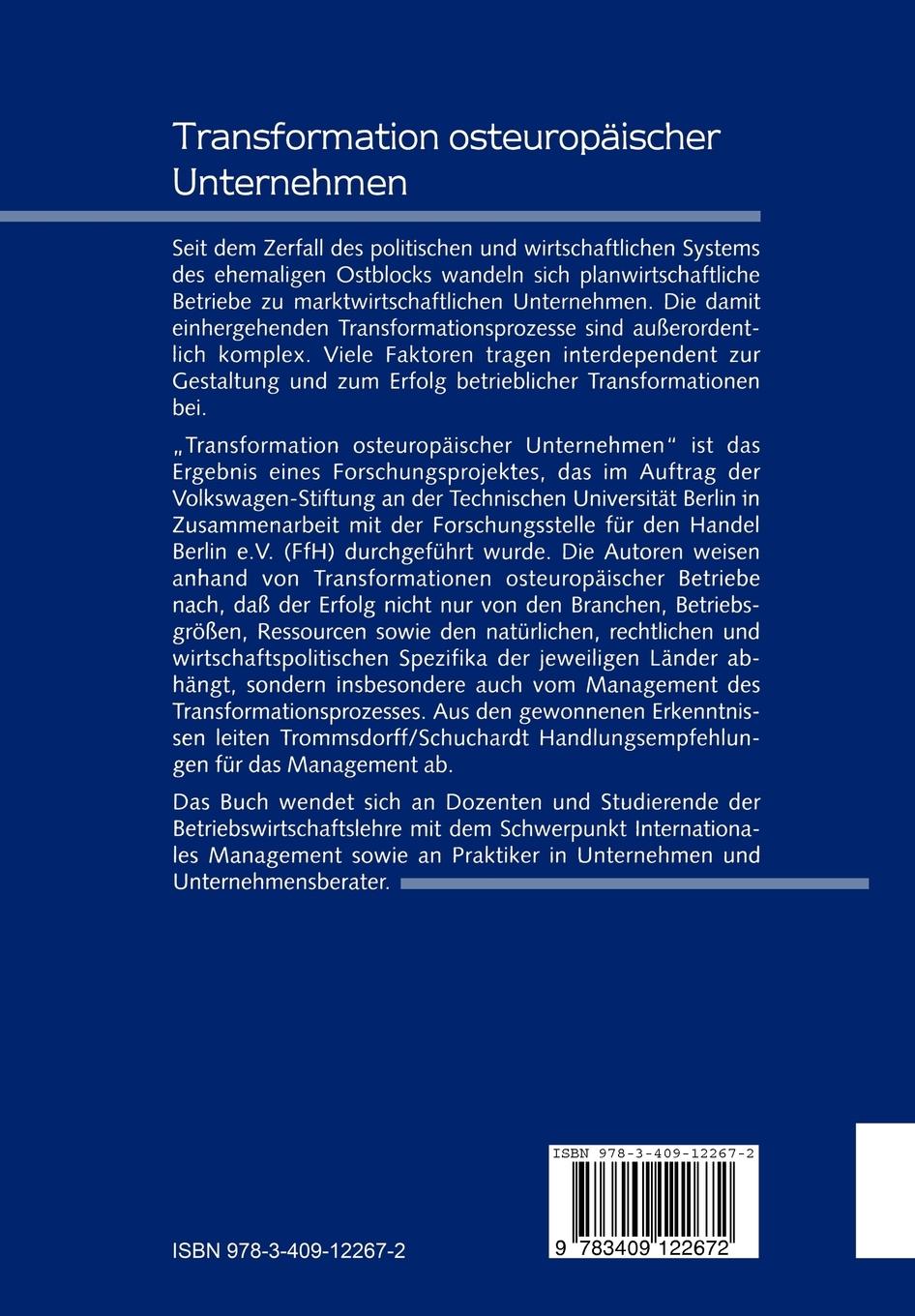 Rückseitencover Transformation osteuropäischer Unternehmen