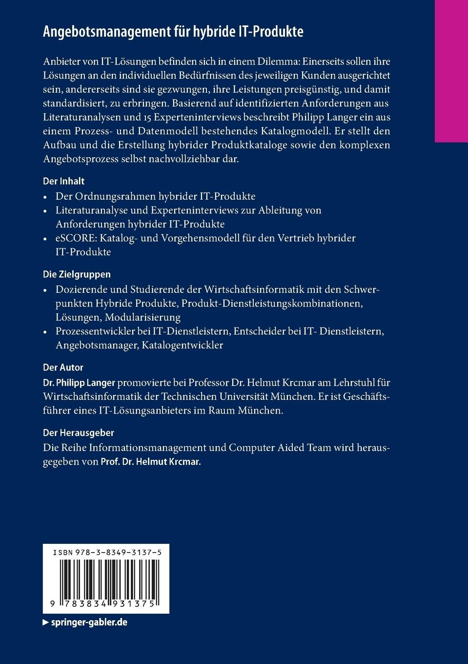 Rückseitencover Angebotsmanagement für hybride IT-Produkte