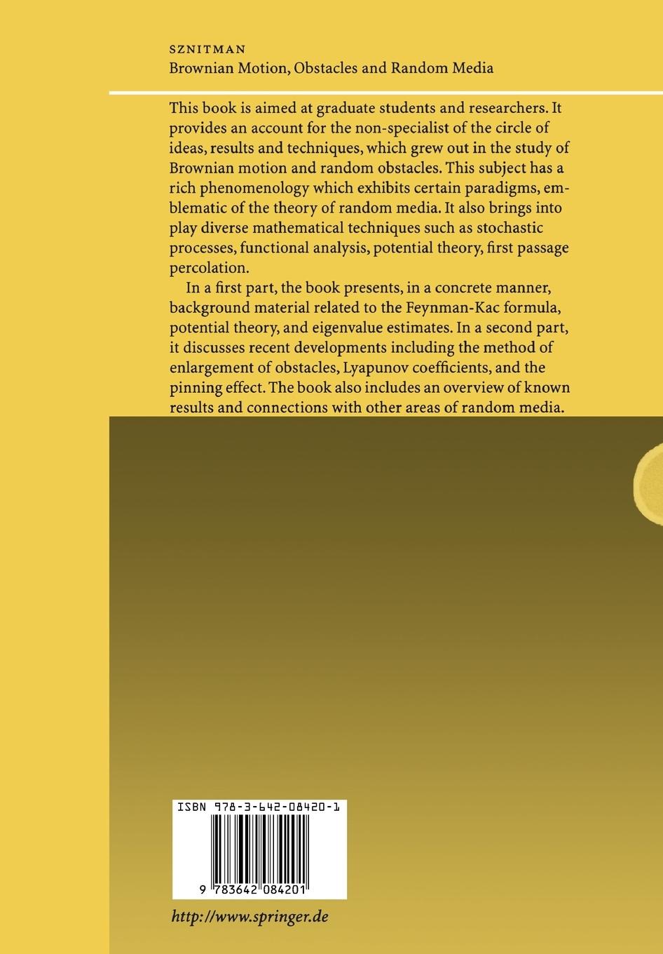 Rückseitencover Brownian Motion, Obstacles and Random Media