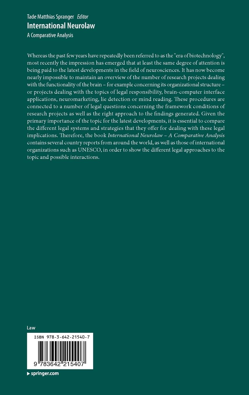 Rückseitencover International Neurolaw