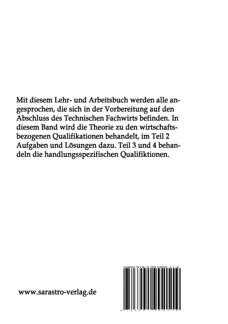 Rückseitencover Technischer Fachwirt - Das prüfungsrelevante Wissen