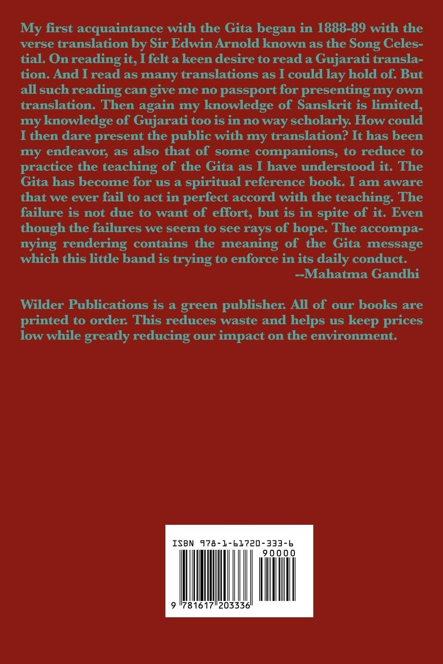 Rückseitencover The Bhagavad Gita According to Gandhi