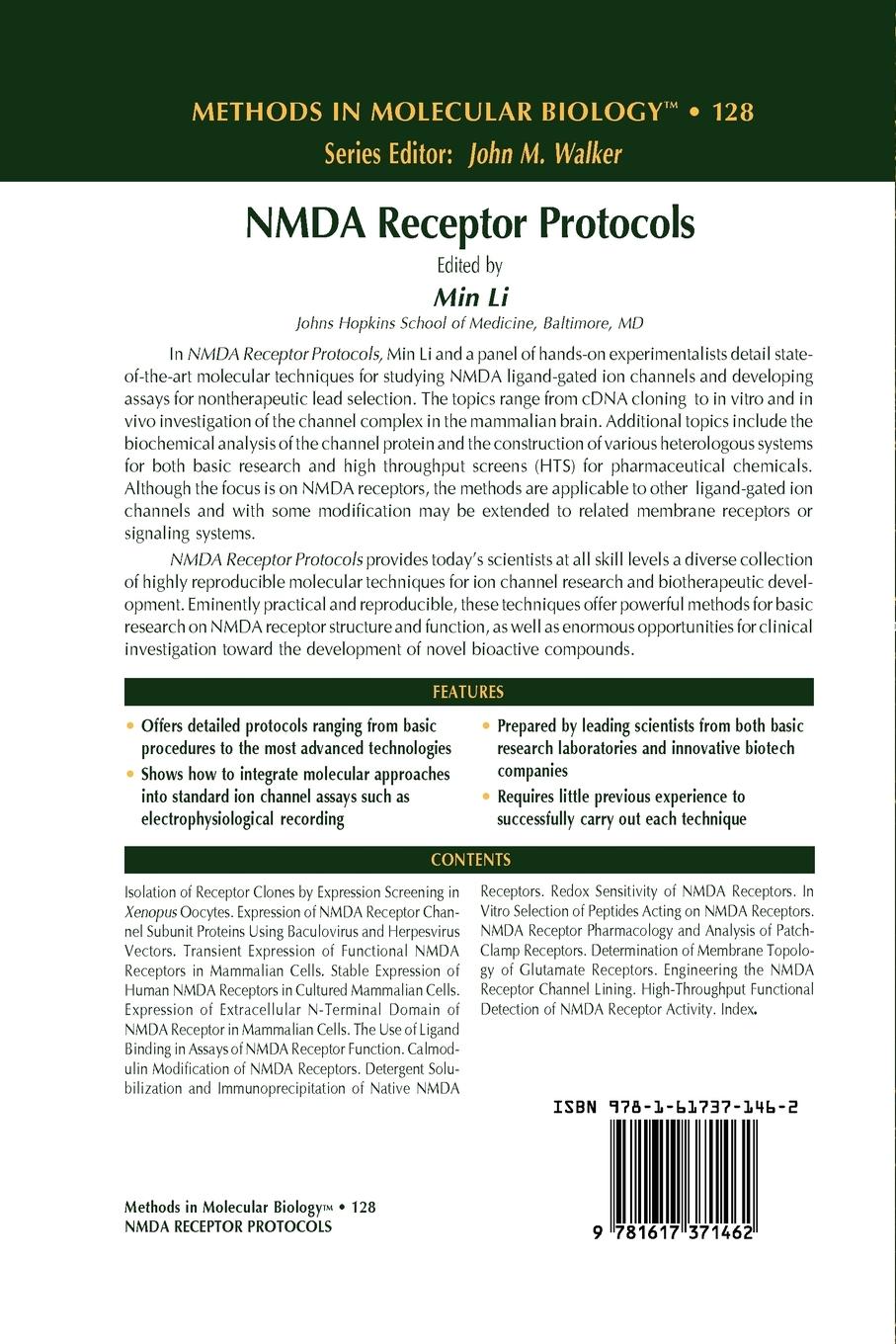 Rückseitencover NMDA Receptor Protocols