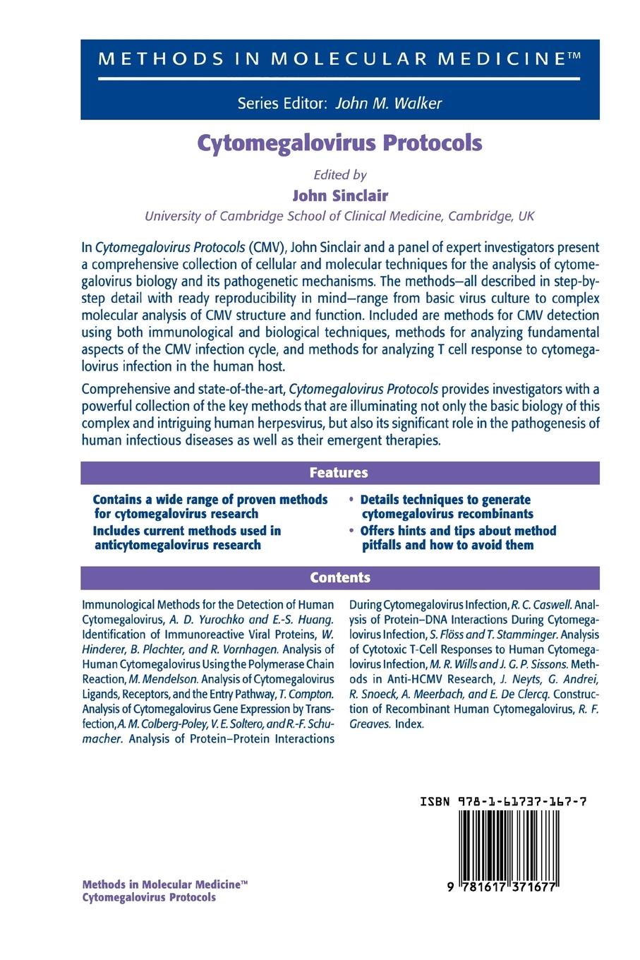 Rückseitencover Cytomegalovirus Protocols