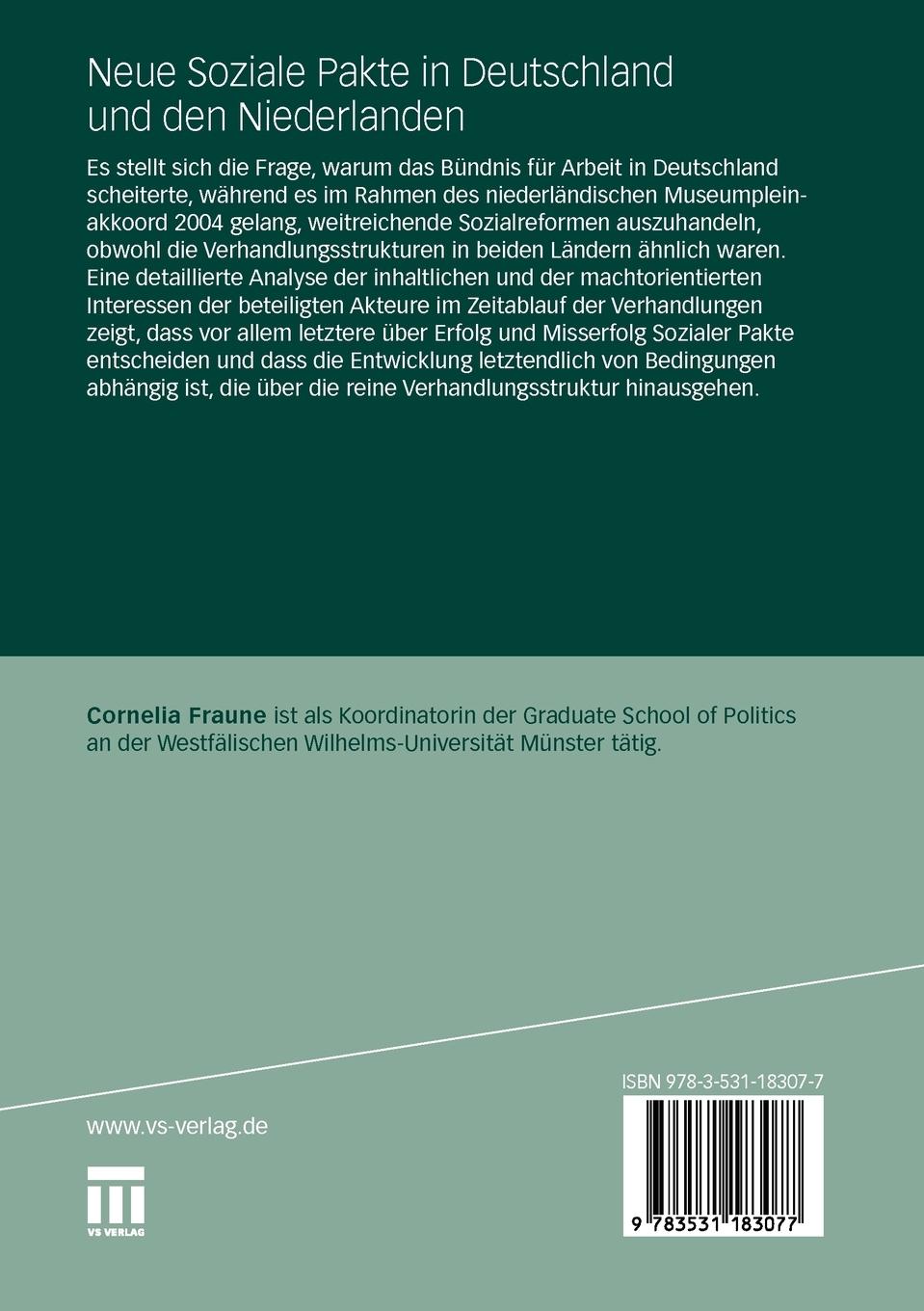 Rückseitencover Neue Soziale Pakte in Deutschland und den Niederlanden