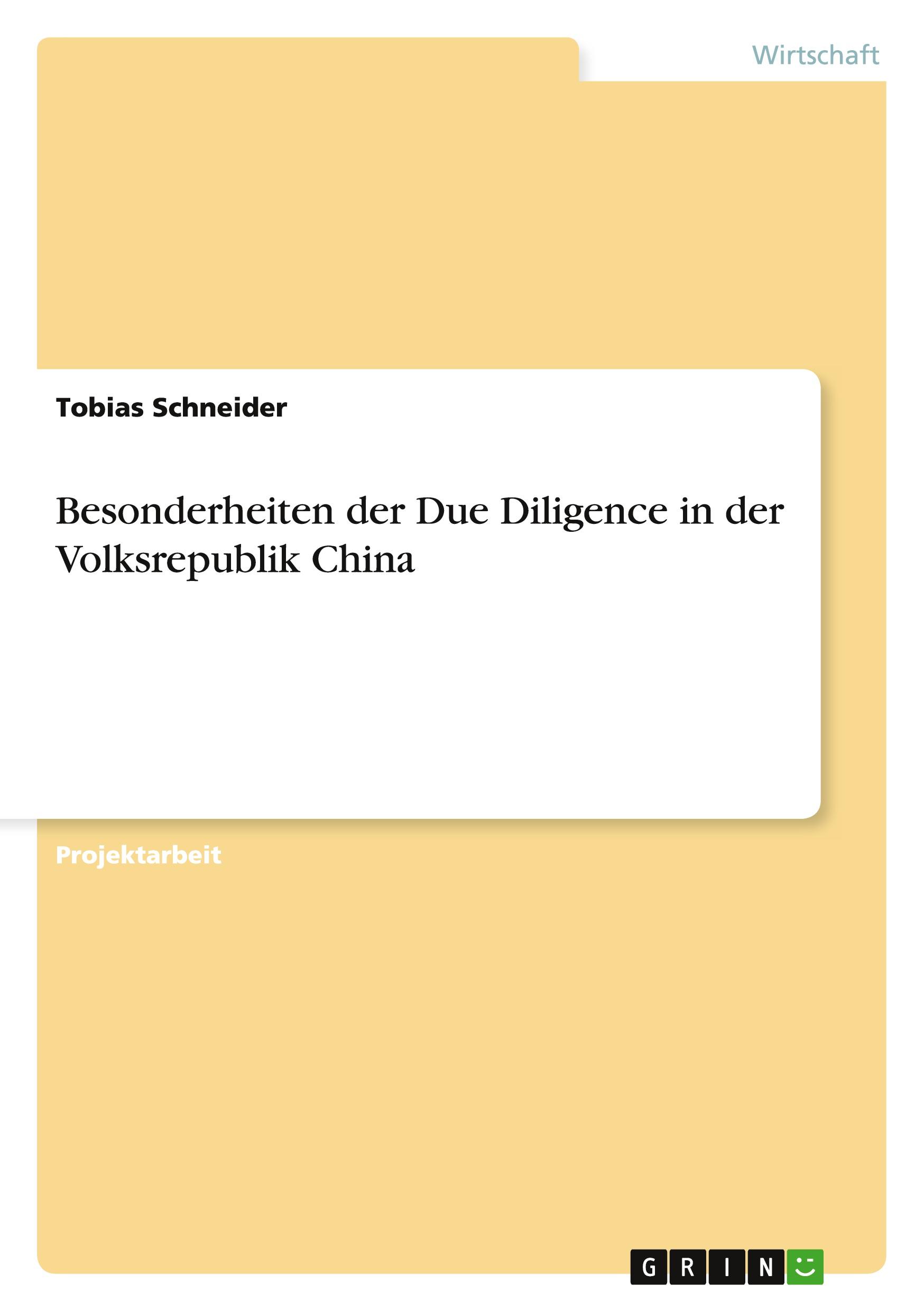 Vorderes Coverbild Besonderheiten der Due Diligence in der Volksrepublik China