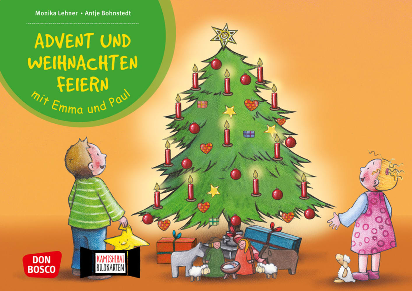 Vorderes Coverbild Advent und Weihnachten feiern mit Emma und Paul. Kamishibai Bildkartenset