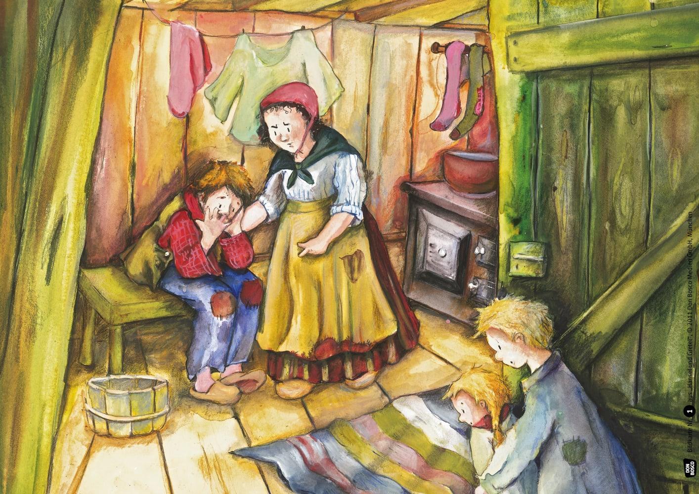 Beispielinhalt (Bild) Hänsel und Gretel. Kamishibai Bildkartenset
