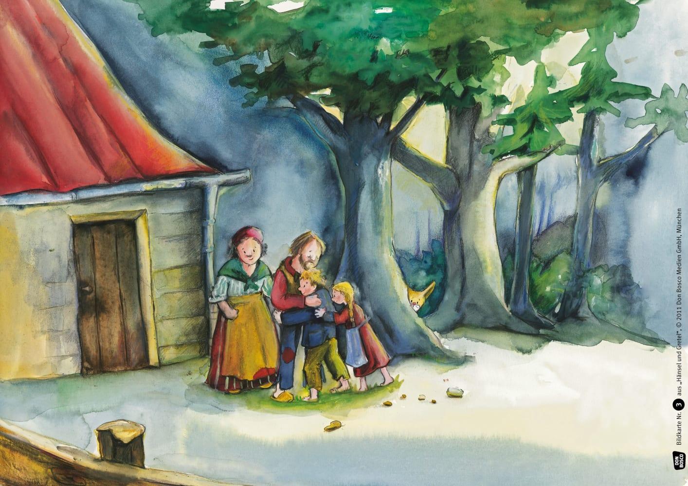 Beispielinhalt (Bild) Hänsel und Gretel. Kamishibai Bildkartenset