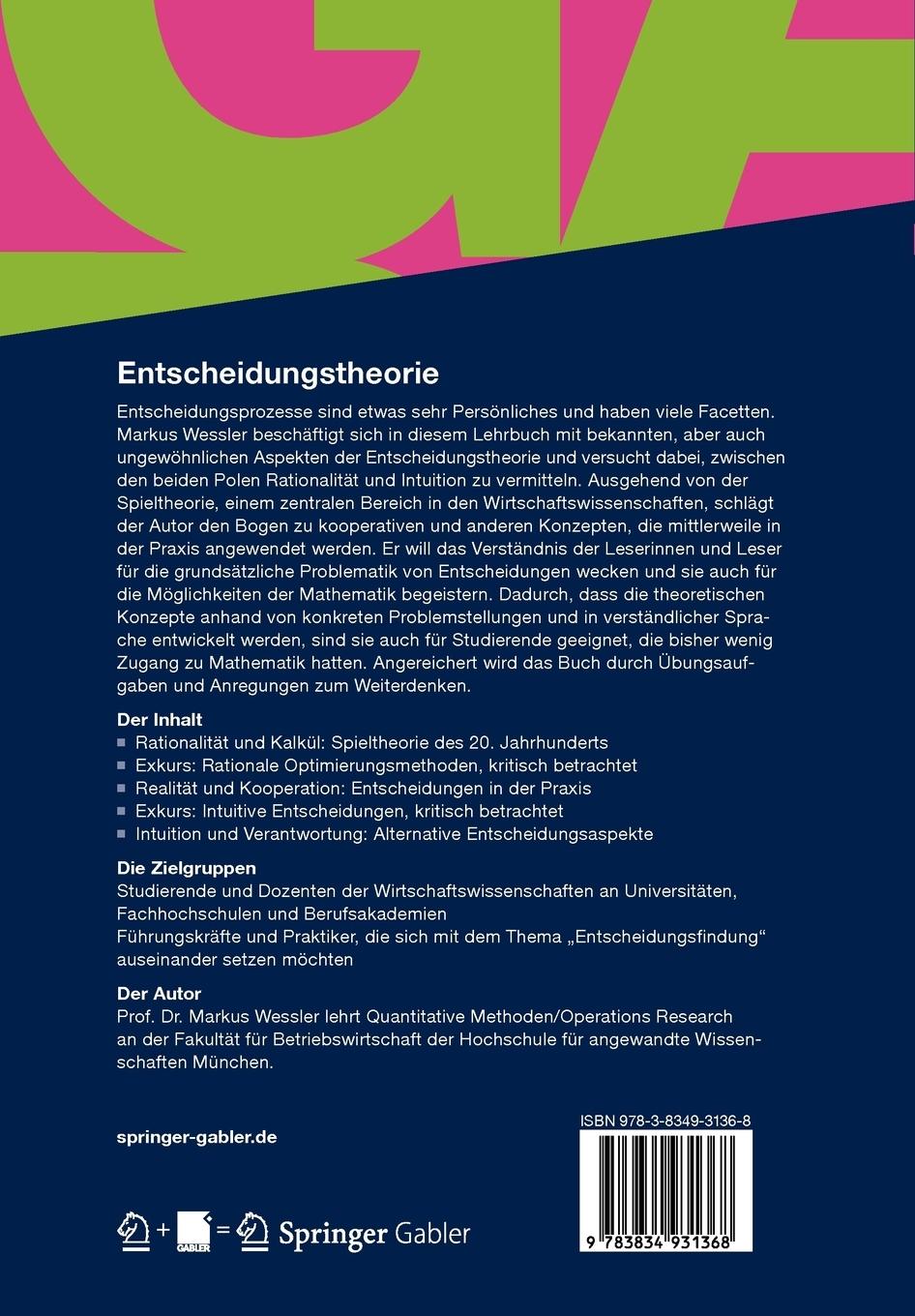 Rückseitencover Entscheidungstheorie