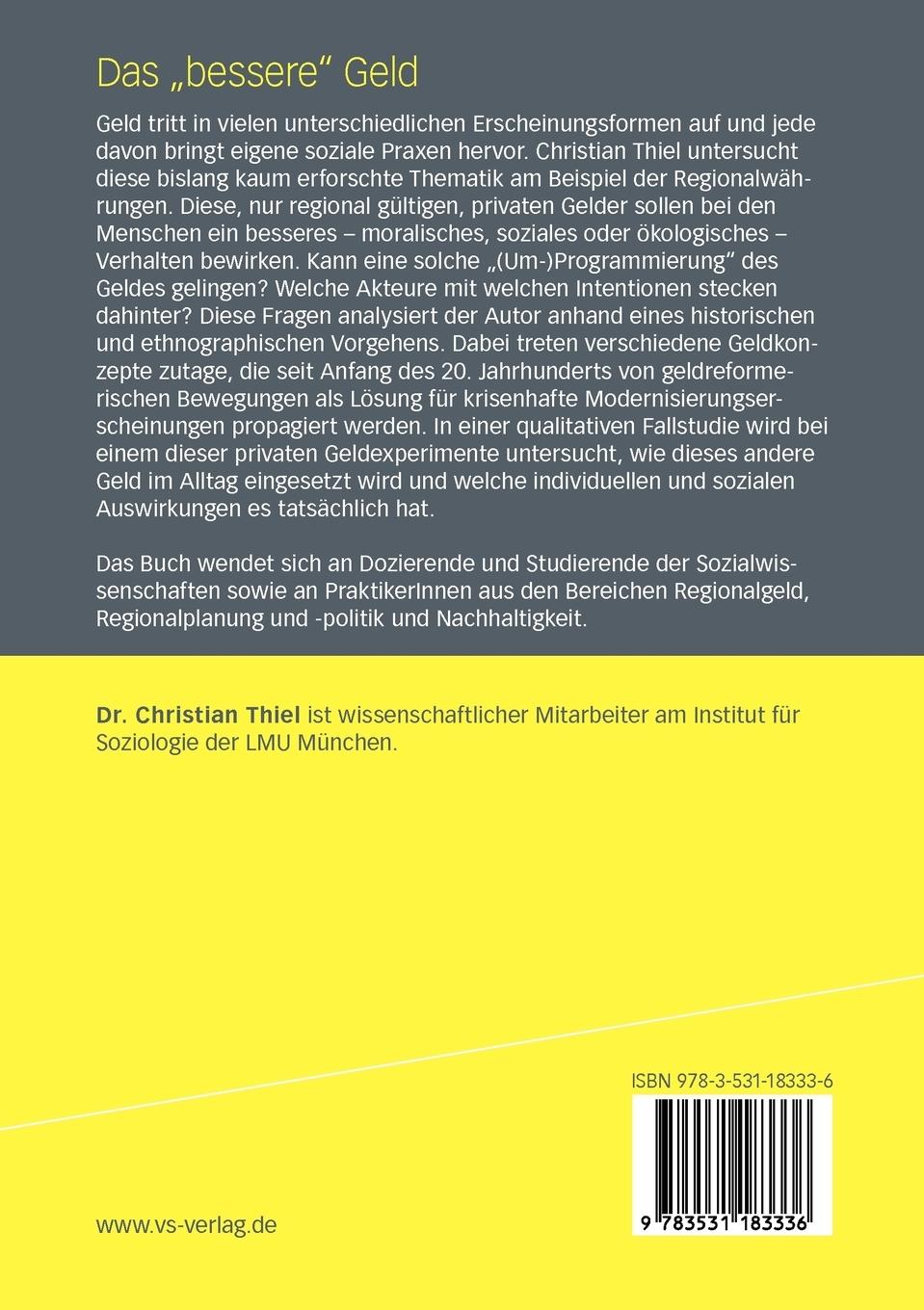 Rückseitencover Das 'bessere' Geld